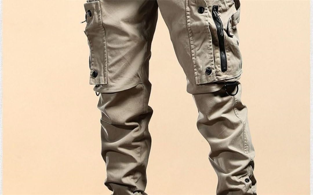 Vogrtcc Pantaloni da Uomo Pantaloni Cargo Pantaloni con Tasche con Cerniera Slim