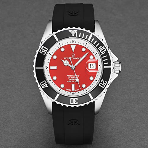 Men's 'Diver' Red Dial Black Rubber Strap Swiss Automatic Watch 17571.23383