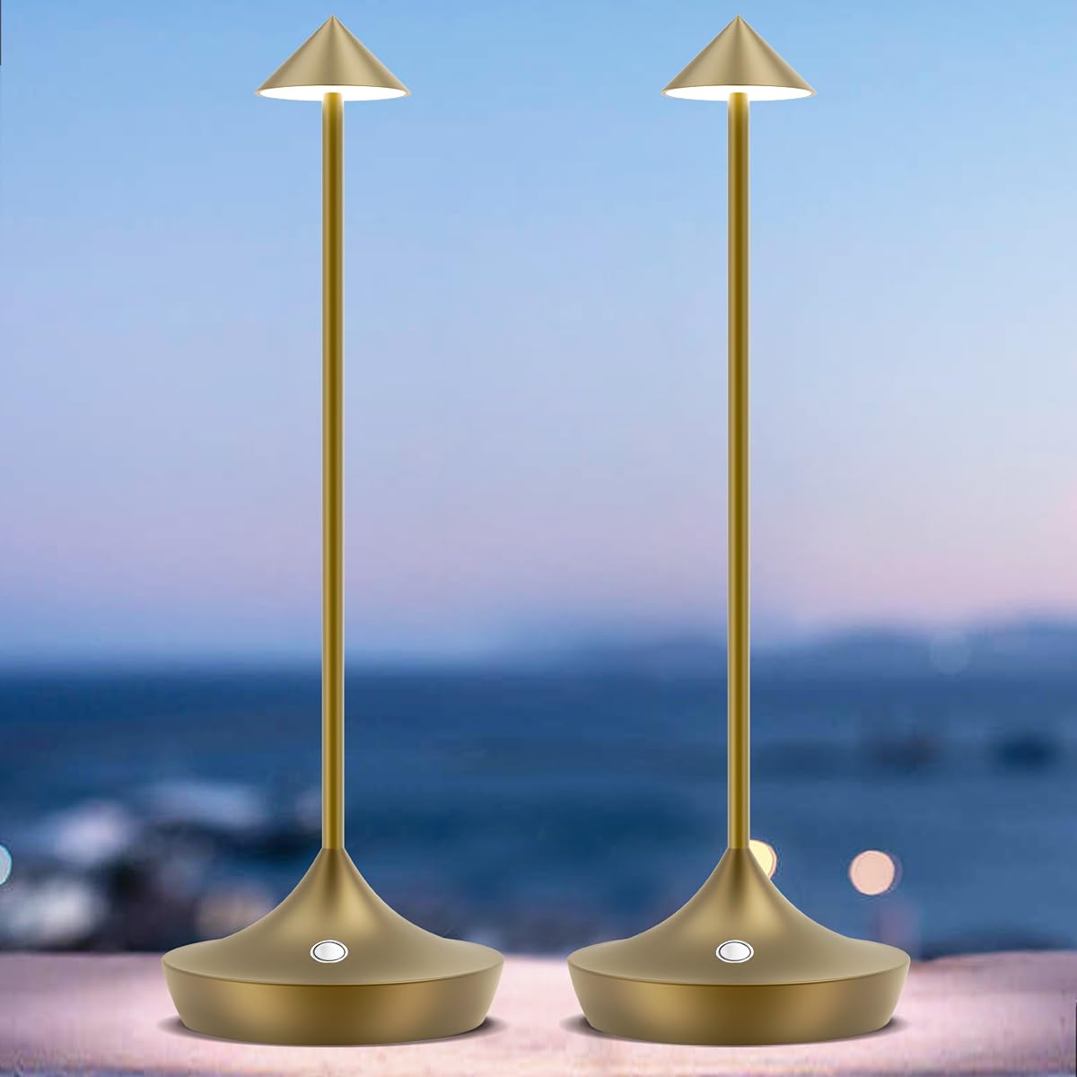 bravzurg Lamparas de mesita de noche inalambrica, Moderna lampara de mesa LED recargable impermeable y portatil 6000mAh, lámparas bateria sin cables, para exterior, terraza, jardin, restaurante