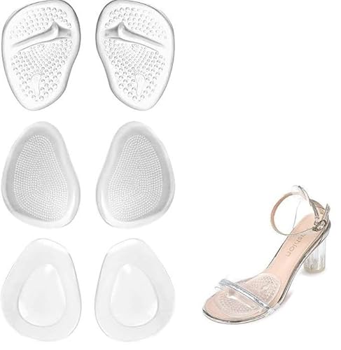 Anti-slip Silicone Forefoot Pads Ball, 3 Pairs Soft Gel High Heel Grips Liner Cushions, Foot Cushions High Heel Insoles Pain Relief Comfortable Forefoot Support Pads for Women
