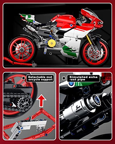 Dovob Motorcycle V4 Model Building Blocks Set, 803 Pieces Bricks, Build A Stylish Motorbike Display Model, Collectible Building Kit For Kids Or Adults #TOP4