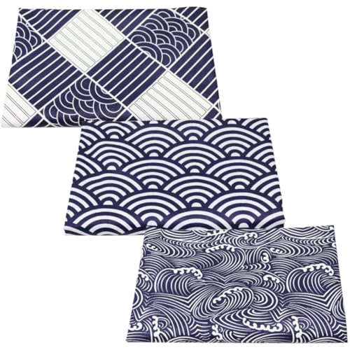 HOOWIFFY Mantel Rectangular de Tejido Japonés 3 Piezas Protección para Muebles y Diseño Resistente al Desvanecimiento para Oficina y Comedor