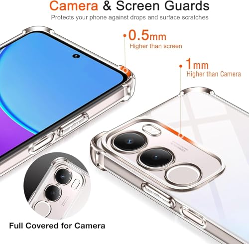 Image of Lustree Compatible with vivo Y300 5G Back Cover| Clear + TPU Case with 4 Corner Air Cushion Protection & Camera Protection | Slim& Stylus Cover for vivo Y300 5G
