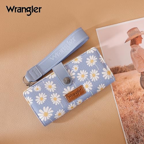 Image of Montana West X Wrangler Large Bifold Wristlet Wallet for Women, Rfid Blocking Clutch Purse with Zipper & Coin Pocket and ID Window