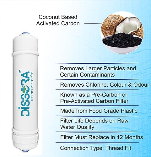 Image of Standard 10 Inch Inline Sediment, Pre Activated Carbon and PP Spun Candle Filter Cartridge Set, Suitable for All Kind of RO UV UF Water Purifier, Pack of 5