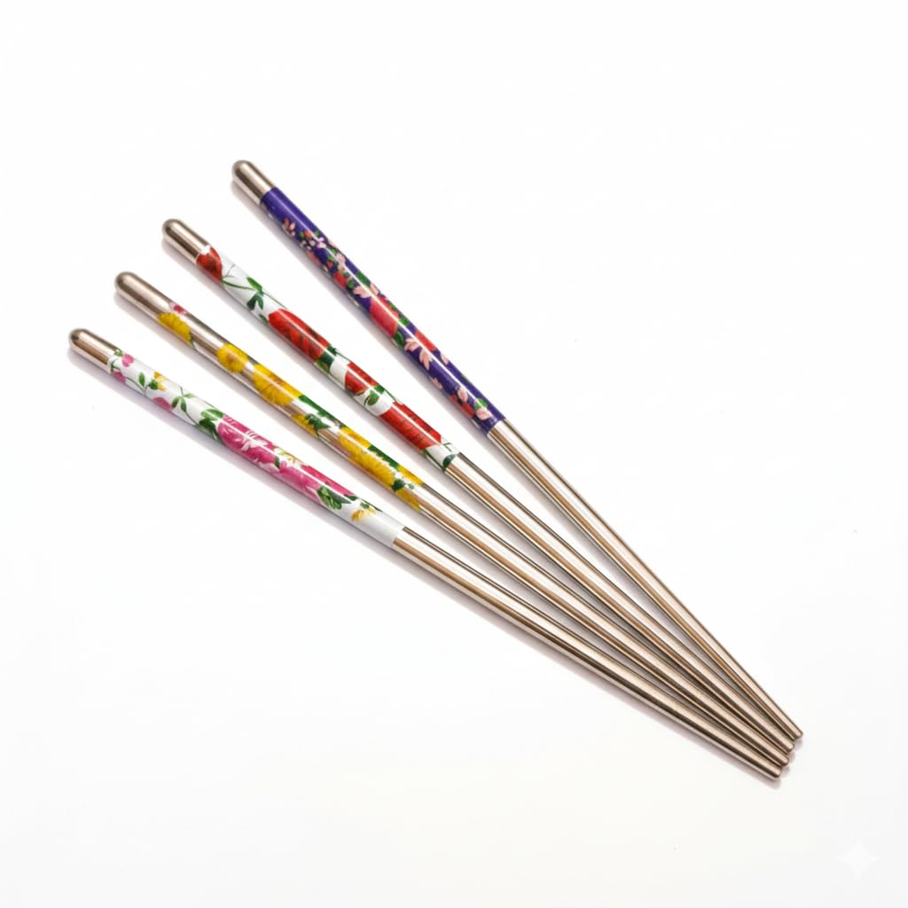Floral Metal Hair Bun Stick, Decorative Juda Pin Hair Accessories for Women, Multi-Color Pattern Design, 4 Pack-image-39