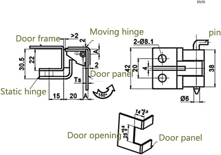 Removable Concealed Hinge Hinges for Electrical and Mechanical Cabinets of Power Distribution Cabinets, Industrial Machinery and Equipment