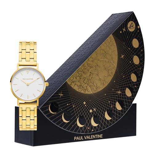 PAUL VALENTINE - Moon Geschenkbox 2024 für Frauen mit 11 Überraschungen + Armbanduhr - Schmuckset mit goldfarbenem Edelstahlschmuck für Damen im Wert von 750 Euro – Hochwertig & für jeden Anlass
