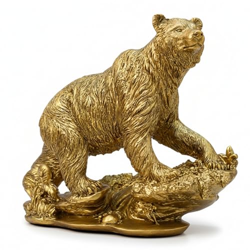 Estatua de oso dorado 7.5in para decoración de hogar