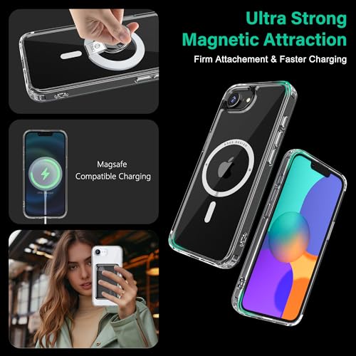 Image of ONES Magnetic Case for iPhone 16e /17e Compatible with Magsafe, Slim Clear Shockproof Cover, [PC + TPU Hybrid] Anti-Yellowing & Anti-Fingerprint iPhone 16e /17e Transparent Case