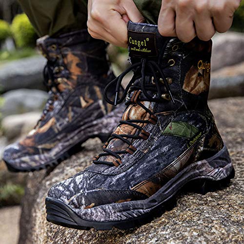 Cungel Men's Hunting Boot 8-Inch Camouflage Timber Waterproof Hunter Shoes Forest Boots Jungle Anti-Slip Lightweight Breathable Durable Fishing Hiking Working Field Hunting(Black Camo,9.5) #TOP4
