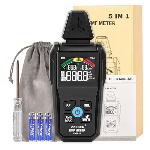 Image of EMF Meter Radiation Detector,5-in-1 EMF Detector,Magnetic Field & Radio Frequency Detector for EF MF RF Temperature Humidity,EMF Reader for Home,Office EMF Inspections and Ghost Hunting