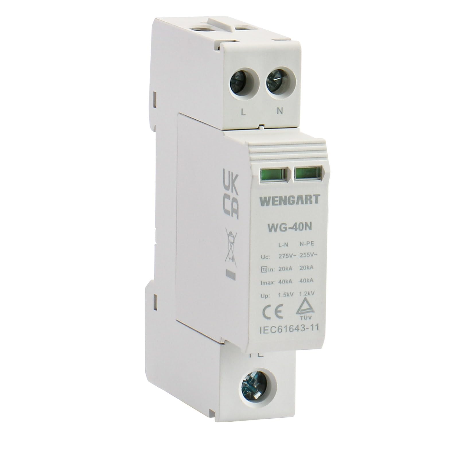 Wengart AC Surge Protector WG40N,20~40kA,Height 83mm,DIN Rail Mount,Protect Your Electrical Equipment From Lightning and Surges