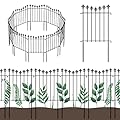 OUSHENG 25 Pack Decorative Garden Fence, Total 27ft(L) x 24in(H) Animal Barrier Border, Rustproof Metal Wire Section Edging Fencing Panel for Outdoor Patio Garden Yard