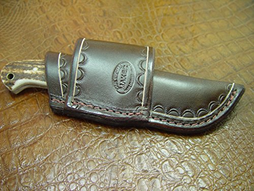 Puma SGB Sp Drop Point Custom Cross Draw Knife Sheath Tooled and Dyed Brown