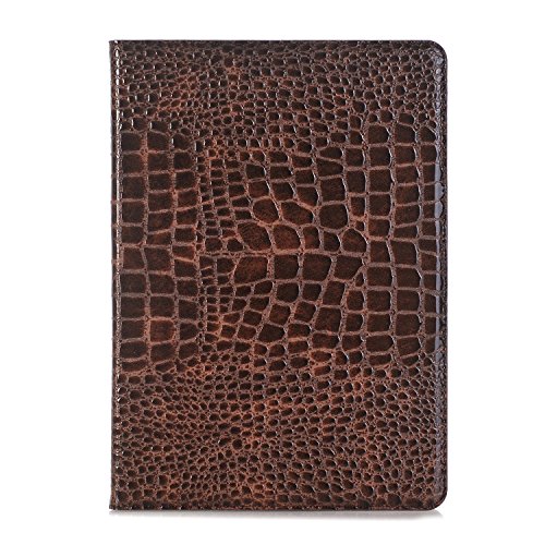 DMaos for iPad 9th 8th 7th Gen 10.2 inch Case for Women, iPad Air-3/iPad Pro-2 10.5 inch Case, Crocodile Synthetic Leather Stand Folio Smart Cover - Brown