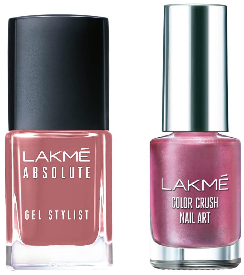 LAKMÉ Absolute Gel Stylist Dusty Rose 12Ml & Color Crush Glossy Finish Nail Art Combo