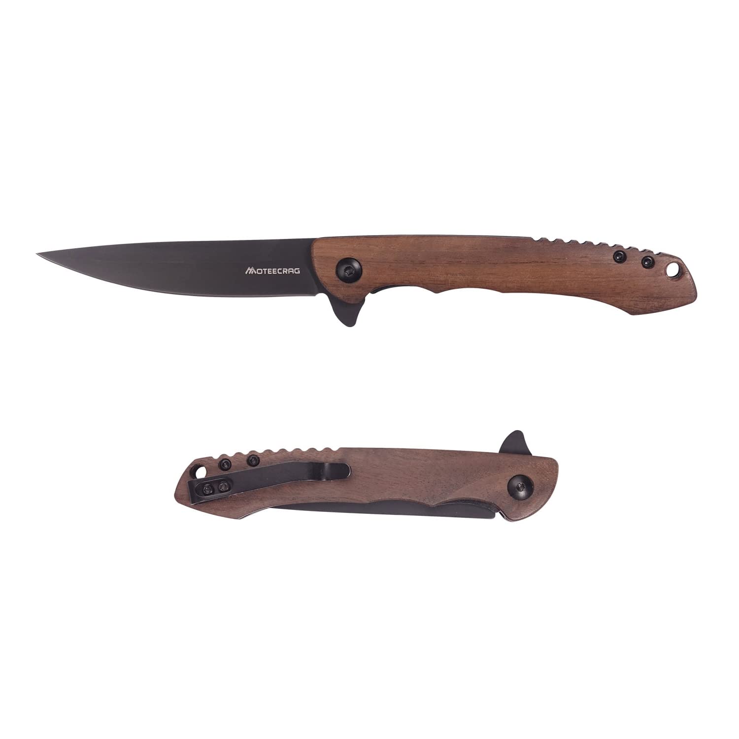 MOTEECRAG Gentleman's knife wood handle assist knife Flipping pocket knife ball bearing Folding Knife EDC Knives for Men Women Everyday Carry Outdoor Hiking Camping Gift