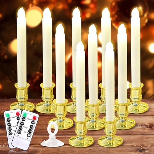 Verdenu 10 Pack Christmas Window Candles with Timer Remote, Batte...