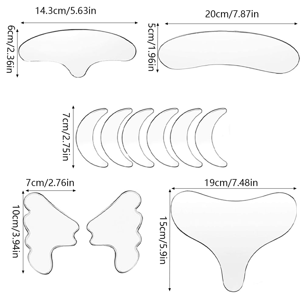 11 pezzi Cerotti Antirughe Silicone Riutilizzabile Cuscinetto Antirughe Patch Silicone Trasparente per Rughe Facciali in Silicone Cuscinetti Antirughe Collo e Petto per Cura della Pelle