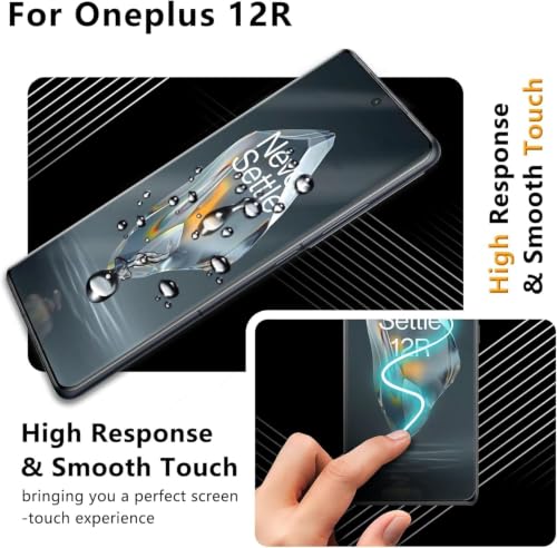 Image of Uyiton 2 Pack Screen Protector for OnePlus 12R (6.78-inch Curved Display) | HD Clear Flexible Film | Bubble-Free Easy Installation | Scratch Resistant | Case Friendly