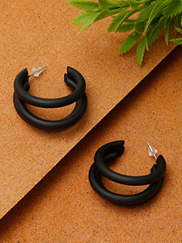 Celebrity Inspired Black Huggie Earrings, Women's