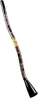 51" Synthetic Didgeridoo, S-Shaped Body in Black with Hand Painted Native Design- NOT MADE IN CHINA - Creates Distinctive Australian Drone Note, 2-Year Warranty