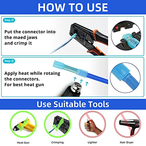 480Pcs Heat Shrink Wire Connectors Terminals Seal Electrical Butt Connectors Solder Waterproof And Insulated Wire Terminals Kit Ring Terminal Spade Connectors For Marine Automotive Truck Wire Joint #TOP4