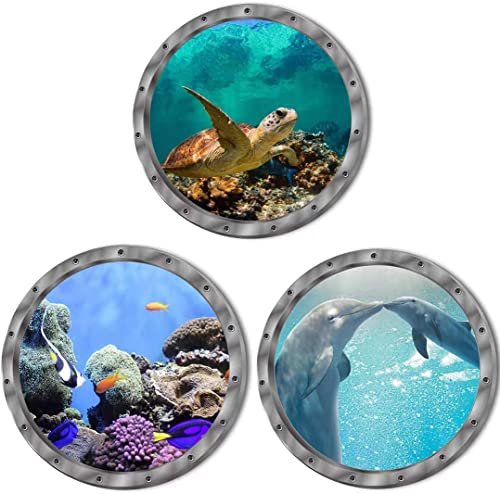 9Pcs Ocean Animals World Under Sea Decor Sea Turtles Dolphins Fishes Sharks Coral Removable 3D Peel And Stick Vinyl Stickers #TOP3