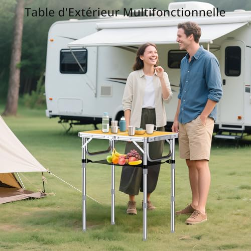 Table de camping réglable Anbte pour optimiser l'espace avec son filet de rangement - 3