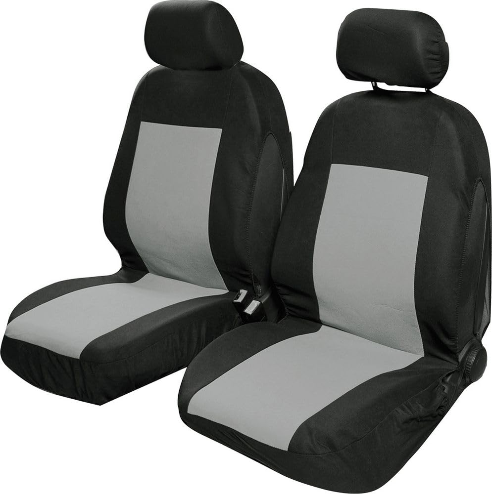 XtremeAuto® - Coppia di coprisedili frontali per auto, misura universale, colore: nero, grigio