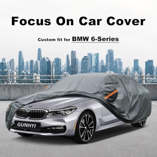 Image of GUNHYI Premium Car Cover Custom Fit BMW 6-Series, 16 Layers Heavy Duty Car Cover Waterproof All Weather with Zipper Door for Sun Rain Snow Dust Uv Protection