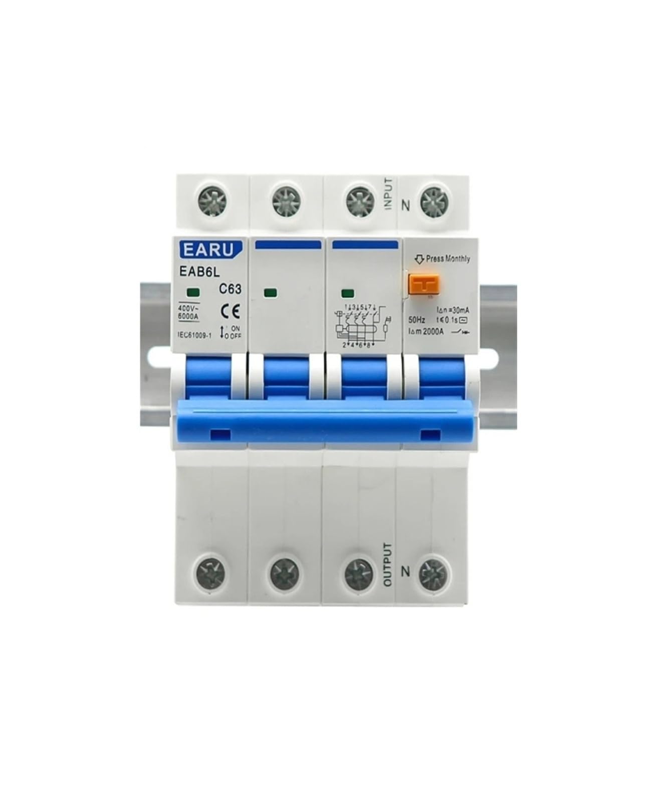 Interruttore Differenziale Puro Salvavita, AC230V MCB Protezione Dalle Dispersioni RCBO Da Sovraccarico E Cortocircuito 2P 4P 30mA Interruttore Di Corrente Residua RCCB RCD(4P,40A)