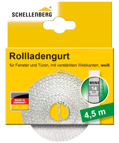 Schellenberg 44503 Cinta de persiana Enrollable 14mm, 4,5m, Blanco, 14 mm x 4,5 m