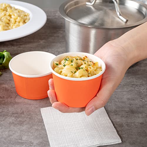 Image of Coppetta 4 Ounce Dessert Cups, 200 Disposable Ice Cream Cups - Lids Sold Separately, Heavy-Duty, Orange Paper Frozen Yogurt Bowls, For Hot And Cold Foods, Perfect For Gelato Or Mousse - Restaurantware