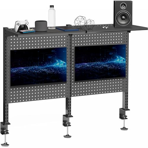 VIVO Steel Triple Clamp Pegboard Desk System
