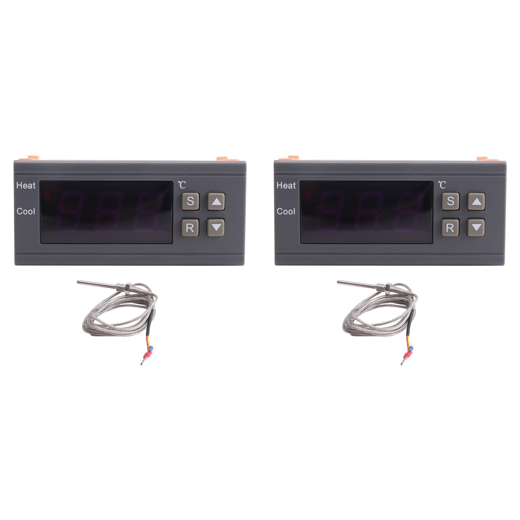 Jnchdghwa Black 2X Digital Temperature Controller -99-400 Degree Pt100 M8 Probe Thermocouple Sensor Embedded Thermostat 220V Switch