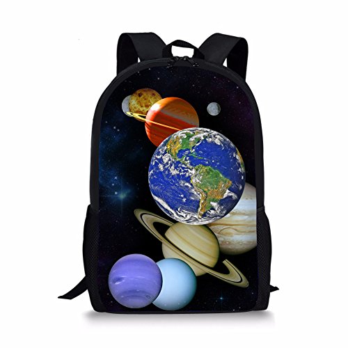 UOIMAG Mochila escolar grande casual para niños, mochila escolar con bolsillo lateral, bolsa de hombro unisex, regalo, Planetas, One Size-28*13*42CM Cover