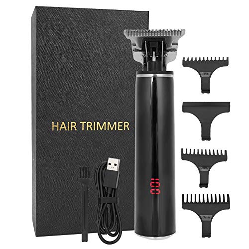 電動トリマーヘアクリッパー、LCDディスプレイ付きのヘア切断機、男性用のUSB充電式ヘアクリッパー、3ガイドのコームを備えたホームヘアカット、バッテリー1400MAH、ABS素材 (黒)