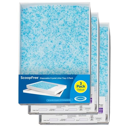 PetSafe ScoopFree Ersatzschale mit Blauem Kristall Katzenstreu - Geruchskontrolle, Staubfrei, Auslaufschutz - 3er-Pack