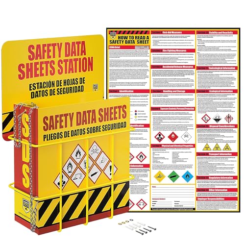SDS Display Rack with Heavy Duty 3 Inch Ring Binder Wire Rack Station Sign Chain Mounting Hardware and Poster | MSDS Safety Data Sheet Complete Kit Holds 600 Sheets Wire Rack Display Sign Cha product thumbnail 2