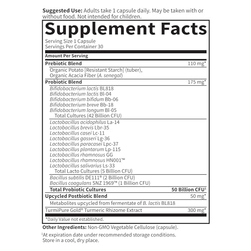 Garden of Life Dr Formulated Sport Probiotics Digestive Supplement, Organic Prebiotics for Women & Men Athletes, Clinically Studied Turmeric Curcumin, 50 Billion CFU, Gut Health, Acidophilus, 30ct - Image 6