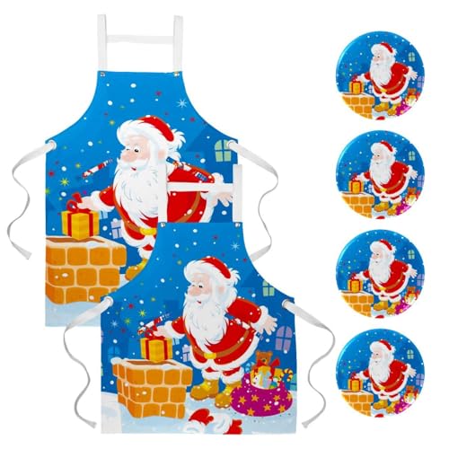 Tablier de cuisine Père Noël lot de 2, cadeau parfait pour passionnés