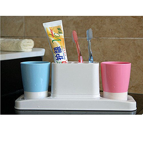 Image of Eslite Bathroom Toothbrush Toothpaste Stand Organizer Plastic Storage Rack Set