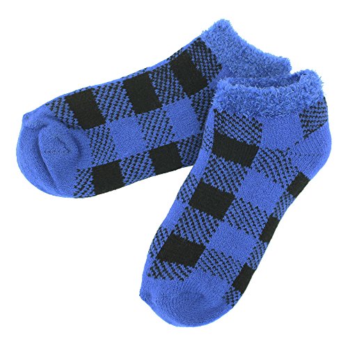 BambooMN Kid's Double Layer Non-Skid Thick Super Soft Cozy Warm Fuzzy Comfy Home Indoor Outdoor Cabin Low Cut Sock, Style 592