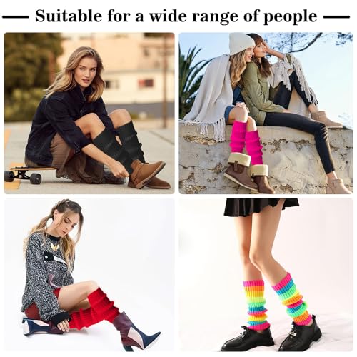 Image of 80s White Leg Warmers for Women - Winter Long Leg Warmers, 80s Outfit