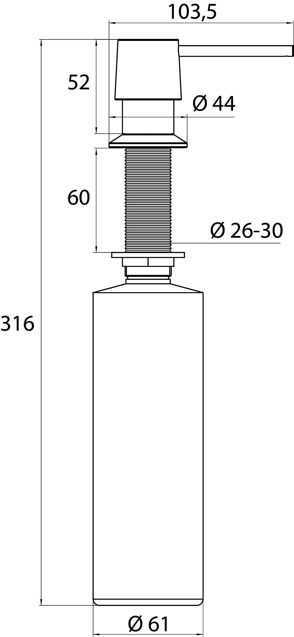 EMCO 352100120 Flüssigseifenspender System 2 Untertisch, Chrom