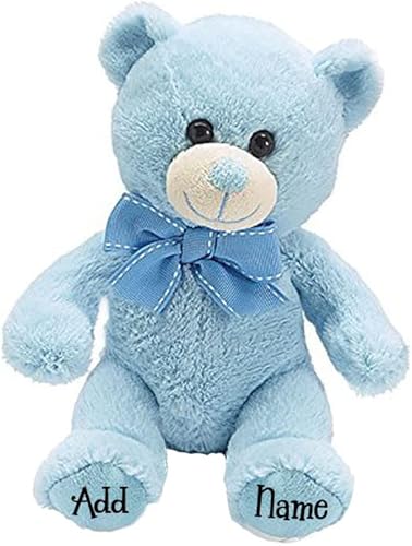 Miniatura 3 de Oso de peluche azul bebé personalizado de peluche para bebé niño con nombre personalizado, 7 pulgadas