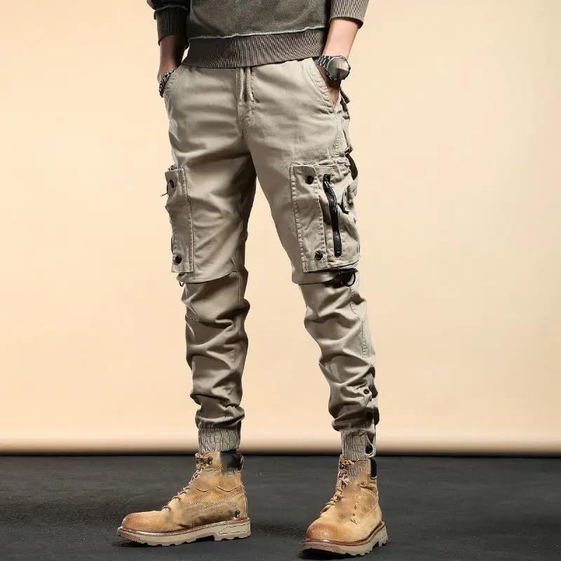 Men's Casual Drawstring Cotton Trousers Cargo Pants4