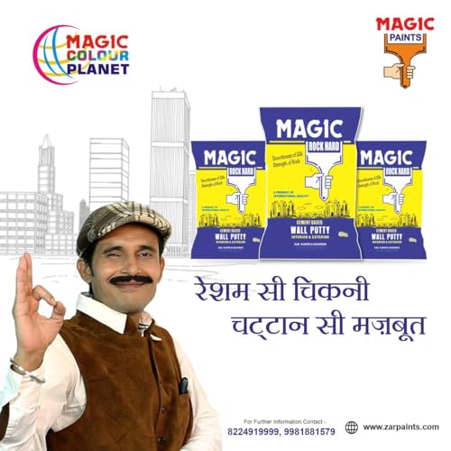 Image of Magic Rock Premium Wall Putty Powder Smooth Finish Interior & Exterior Walls Painting | Holes | Clay Art | Crack repair Filler | Art & Craft (2 KG Bag)